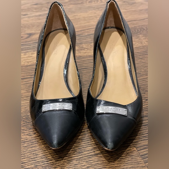 Coach black heels with silver buckle, size 7 - Picture 3 of 7